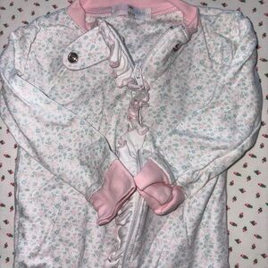 Baby Loren 12 mo Floral Baby Girl Onesie with Pink Trim